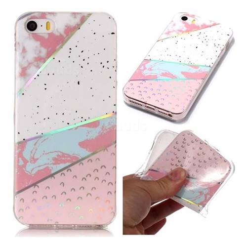 Matching Color Marble Pattern Bright Color Laser Soft TPU Case for iPhone SE 5s 5