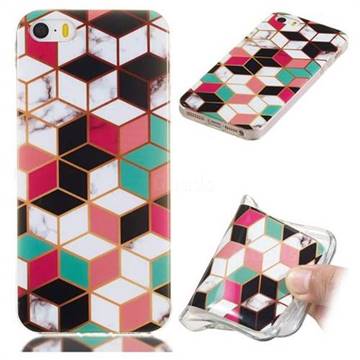 Three-dimensional Square Soft TPU Marble Pattern Phone Case for iPhone SE 5s 5