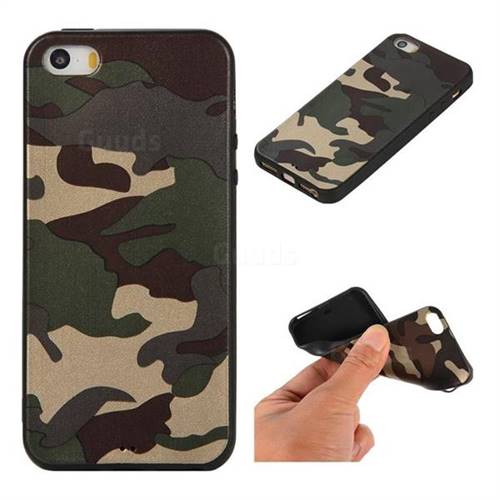 Camouflage Soft TPU Back Cover for iPhone SE 5s 5 - Gold Green