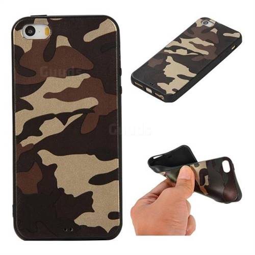 Camouflage Soft TPU Back Cover for iPhone SE 5s 5 - Gold Coffee