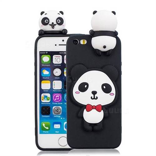 Red Bow Panda Soft 3D Climbing Doll Soft Case for iPhone SE 5s 5