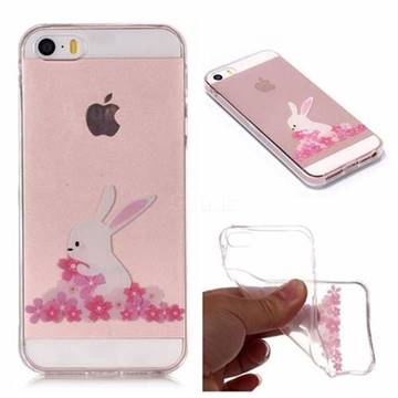 Cherry Blossom Rabbit Super Clear Soft TPU Back Cover for iPhone SE 5s 5