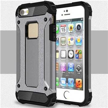 King Kong Armor Premium Shockproof Dual Layer Rugged Hard Cover for iPhone SE 5s 5 - Silver Grey