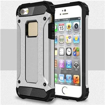 King Kong Armor Premium Shockproof Dual Layer Rugged Hard Cover for iPhone SE 5s 5 - Technology Silver