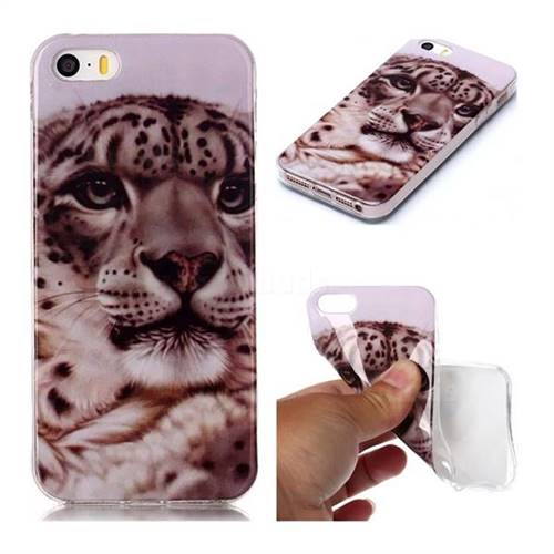 White Leopard Soft TPU Cell Phone Back Cover for iPhone SE 5s 5