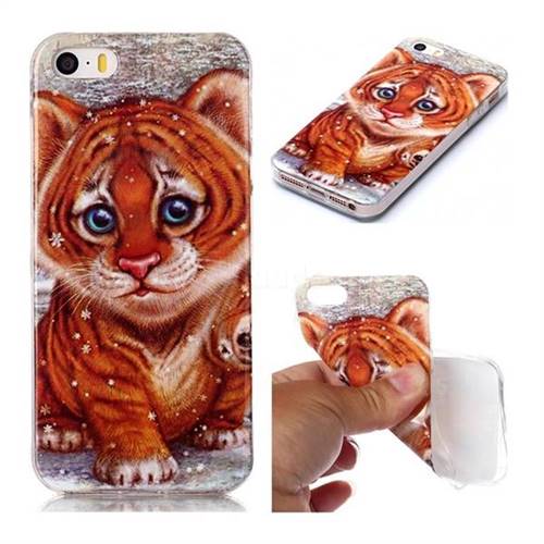 Cute Tiger Baby Soft TPU Cell Phone Back Cover for iPhone SE 5s 5