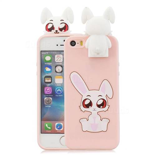Cute Rabbit Soft 3D Climbing Doll Stand Soft Case for iPhone SE 5s 5