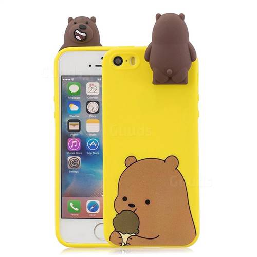 Brown Bear Soft 3D Climbing Doll Stand Soft Case for iPhone SE 5s 5