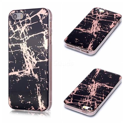 Black Galvanized Rose Gold Marble Phone Back Cover for iPhone SE 5s 5