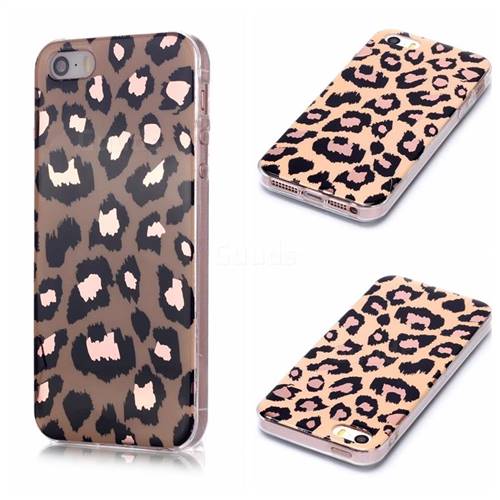 Leopard Galvanized Rose Gold Marble Phone Back Cover for iPhone SE 5s 5