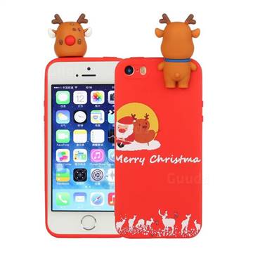 Moon Santa and Elk Christmas Xmax Soft 3D Doll Silicone Case for iPhone SE 5s 5