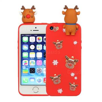 Elk Snowflakes Christmas Xmax Soft 3D Doll Silicone Case for iPhone SE 5s 5