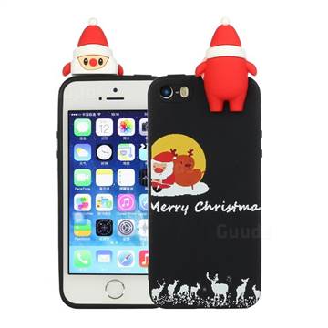 Santa Elk on Moon Christmas Xmax Soft 3D Doll Silicone Case for iPhone SE 5s 5