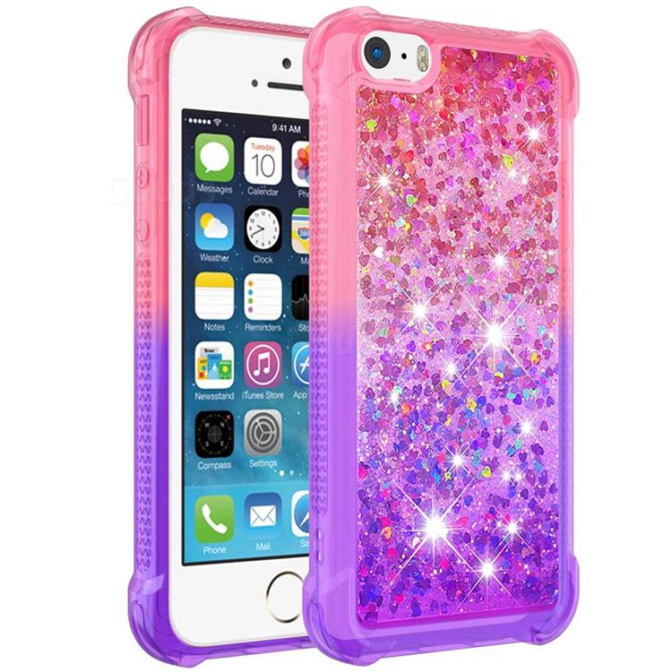 Rainbow Gradient Liquid Glitter Quicksand Sequins Phone Case for