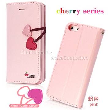 DER HelloDeere Cherry Series Leather Case for iPhone 5s / iPhone 5 - Pink
