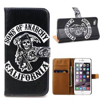 Black Skull Leather Wallet Case for iPhone 5s / iPhone 5