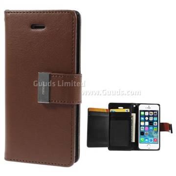 Mercury Rich Diary Leather Flip Cover for iPhone 5s / iPhone 5 - Brown