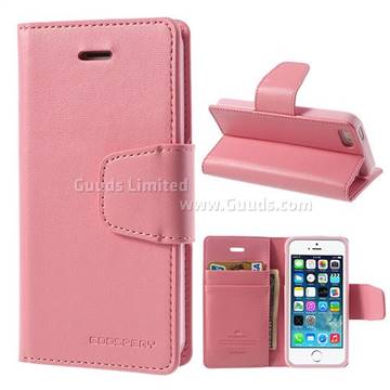Mercury Sonata Diary Series Glossy Leather Wallet Case for iPhone 5s / iPhone 5 - Pink