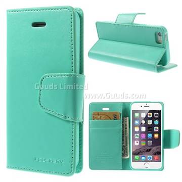 Mercury Sonata Diary Series Glossy Leather Wallet Case for iPhone 5s / iPhone 5 - Cyan