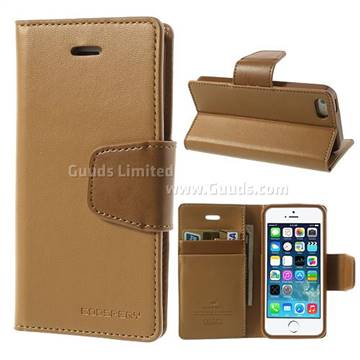 Mercury Sonata Diary Series Glossy Leather Wallet Case for iPhone 5s / iPhone 5 - Brown