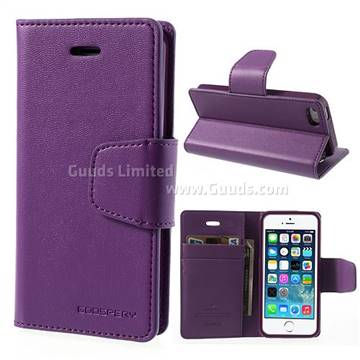 Mercury Sonata Diary Series Glossy Leather Wallet Case for iPhone 5s / iPhone 5 - Purple