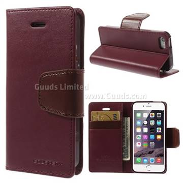 Mercury Sonata Diary Series Glossy Leather Wallet Case for iPhone 5s / iPhone 5 - Wine Red