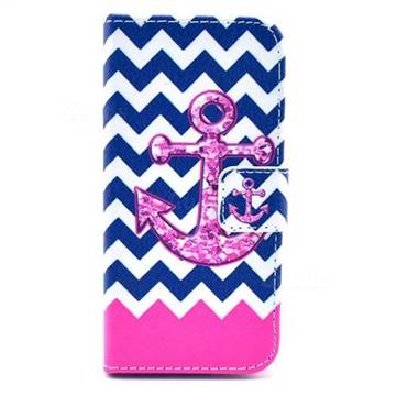 Anchor Chevron Leather Wallet Case for iPhone SE 5s 5
