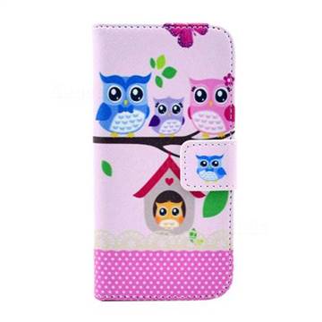 Family Owls Leather Wallet Case for iPhone SE 5s 5