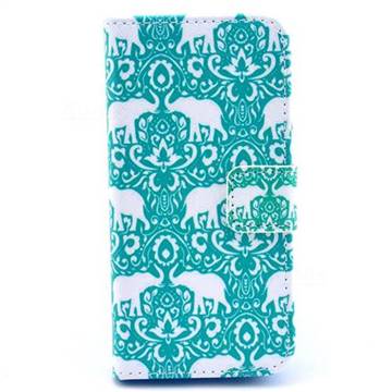 Elephants Tribal Leather Wallet Case for iPhone SE 5s 5