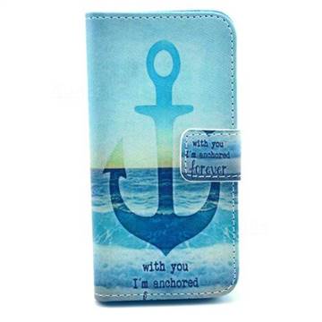 Sea Anchor Leather Wallet Case for iPhone SE 5s 5