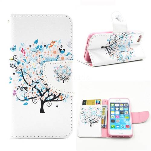 Colorful Tree Leather Wallet Case for iPhone SE 5s 5