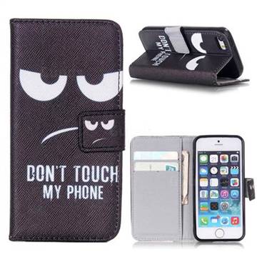 Do Not Touch My Phone Leather Wallet Case for iPhone SE 5s 5