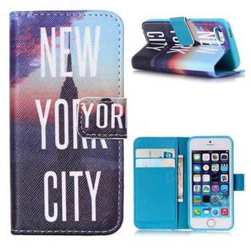 New York City Leather Wallet Case for iPhone SE 5s 5