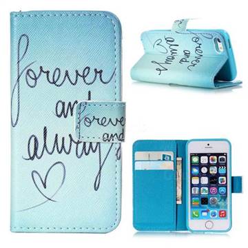 Never And Always Leather Wallet Case for iPhone SE 5s 5