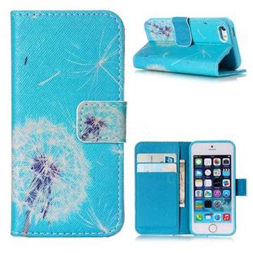 Dandelion Sky Leather Wallet Case for iPhone SE 5s 5