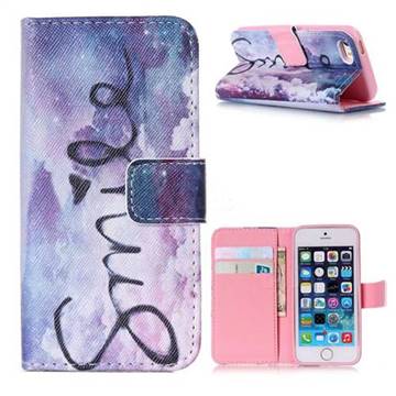 Smile Mood Leather Wallet Case for iPhone SE 5s 5