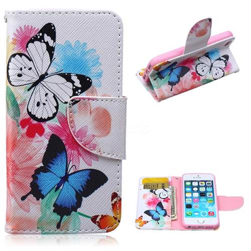 Vivid Flying Butterflies Leather Wallet Case for iPhone 5s / iPhone 5