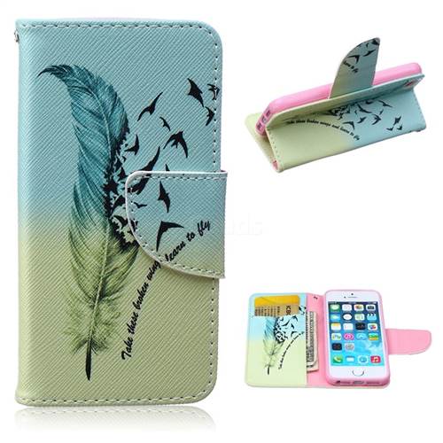 Feather Bird Leather Wallet Case for iPhone 5s / iPhone 5
