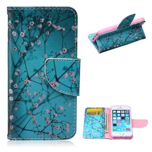 Blue Plum Leather Wallet Case for iPhone 5s / iPhone 5