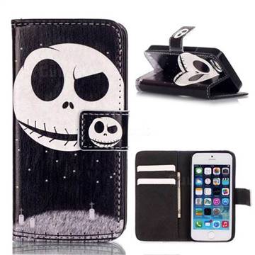 Stars Skull Leather Wallet Case for iPhone SE / iPhone 5s / iPhone 5