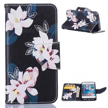 Black Lily Leather Wallet Case for iPhone 5s / iPhone 5 / iPhone SE