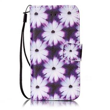 Purple Chrysanthemums Leather Wallet Case for iPhone SE 5s 5
