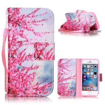 Plum Flower Leather Wallet Phone Case for iPhone SE 5s 5 5G