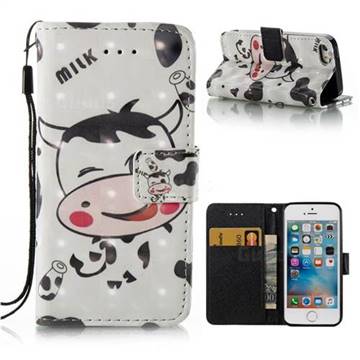 Milk Cow 3D Painted Leather Wallet Case for iPhone SE 5s 5