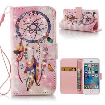 Bead Wind Chimes 3D Painted Leather Wallet Case for iPhone SE 5s 5