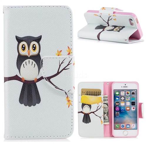 Owl on Tree Leather Wallet Case for iPhone SE 5s 5