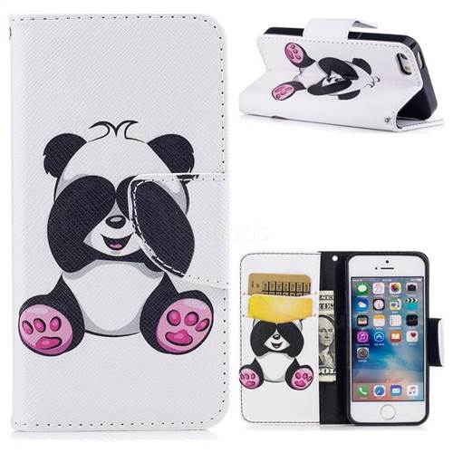 Lovely Panda Leather Wallet Case for iPhone SE 5s 5