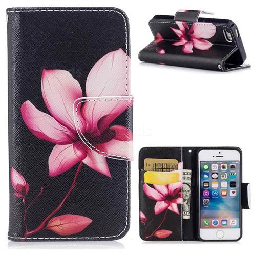 Lotus Flower Leather Wallet Case for iPhone SE 5s 5
