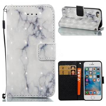 White Gray Marble 3D Painted Leather Wallet Case for iPhone SE 5s 5