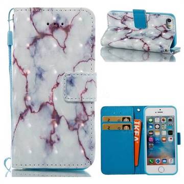 White Purple Marble 3D Painted Leather Wallet Case for iPhone SE 5s 5